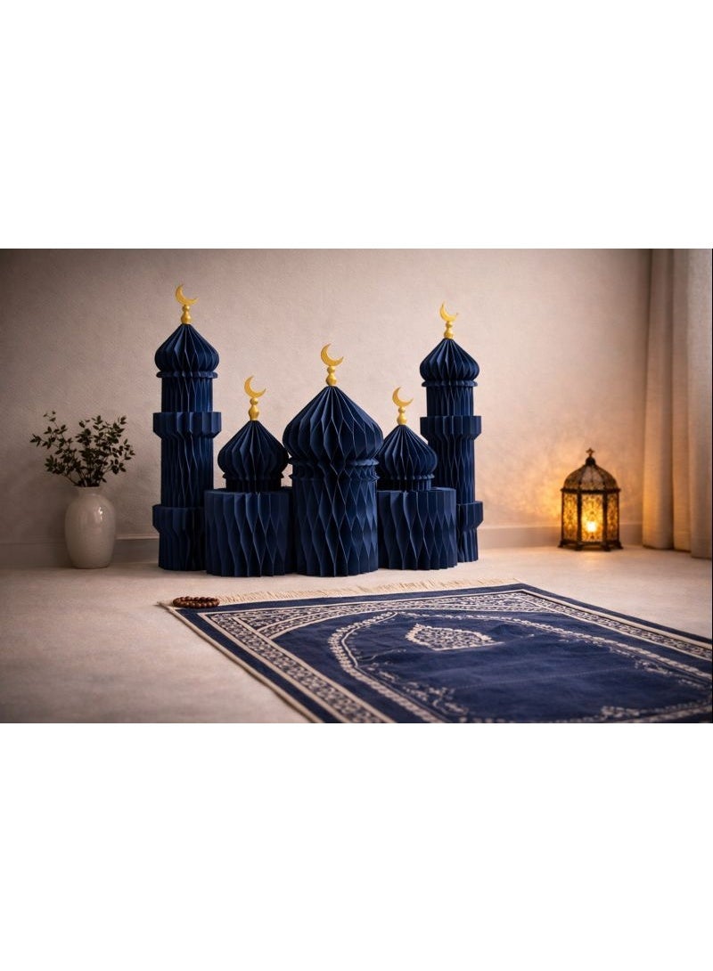 Navy Blue Honeycomb Mosque Decor Set Ramadan & Eid Islamic Table Decoration - Image 4